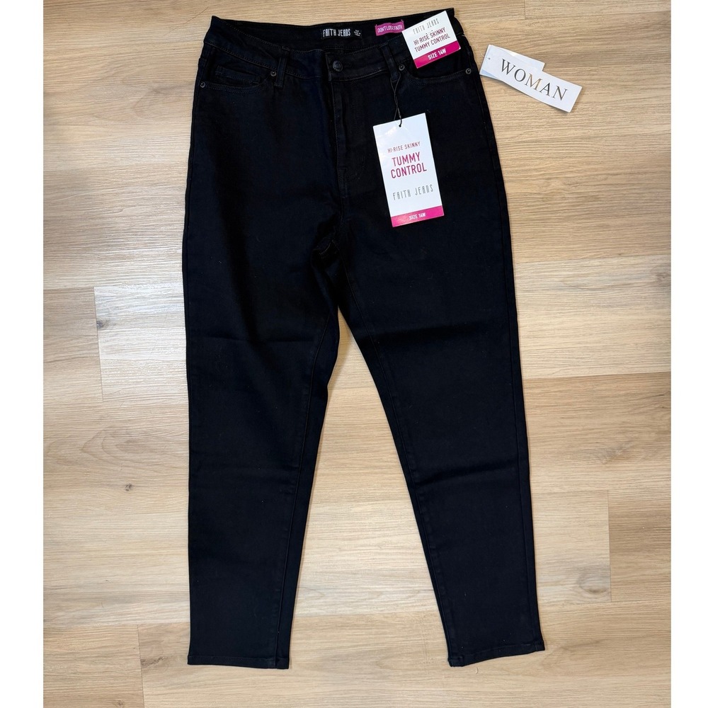 Faith Jeans Women's High Rise Tummy Control Skinny Size 14W Casual Streetwear